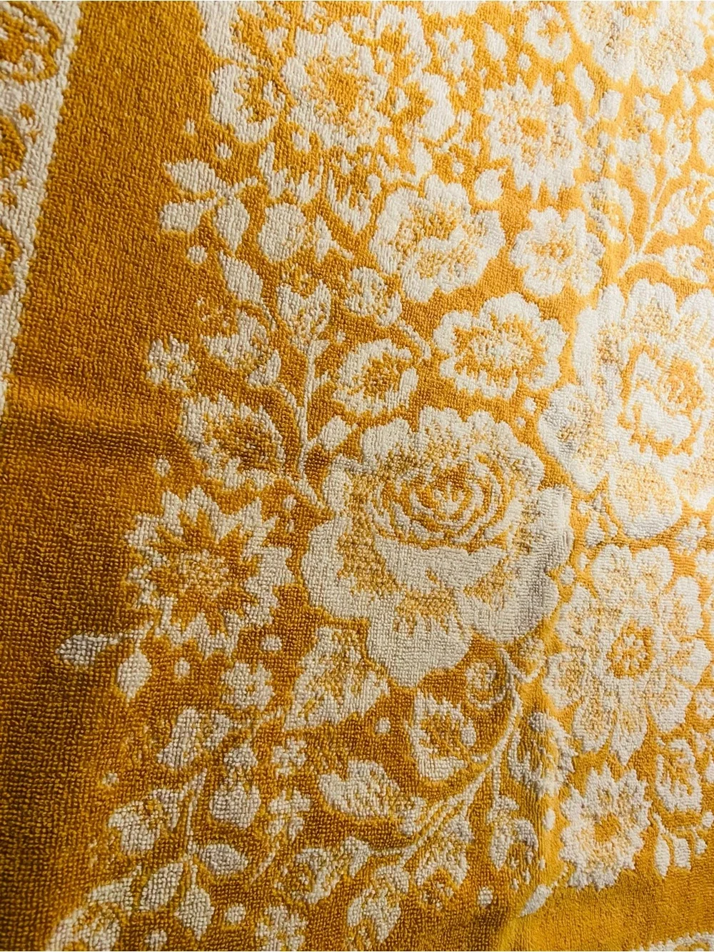 Vintage Flowered & Fringed Bath Towels